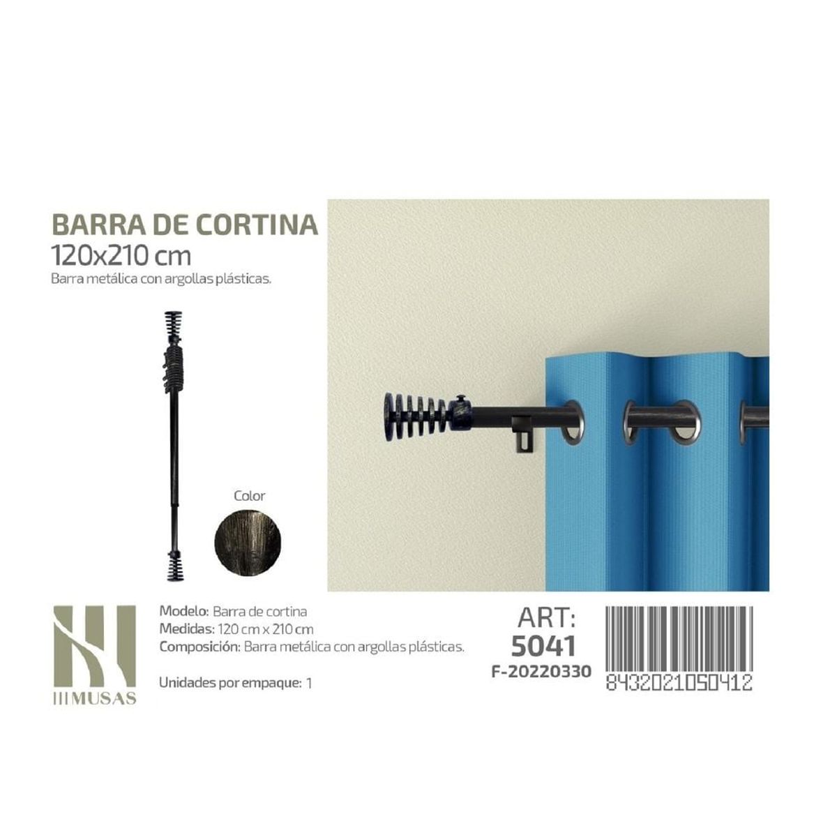 GENERICO - BARRA DE CORTINA METALICA COLOR ORO VIEJO MEDIDAS 120-210 MOD 5041