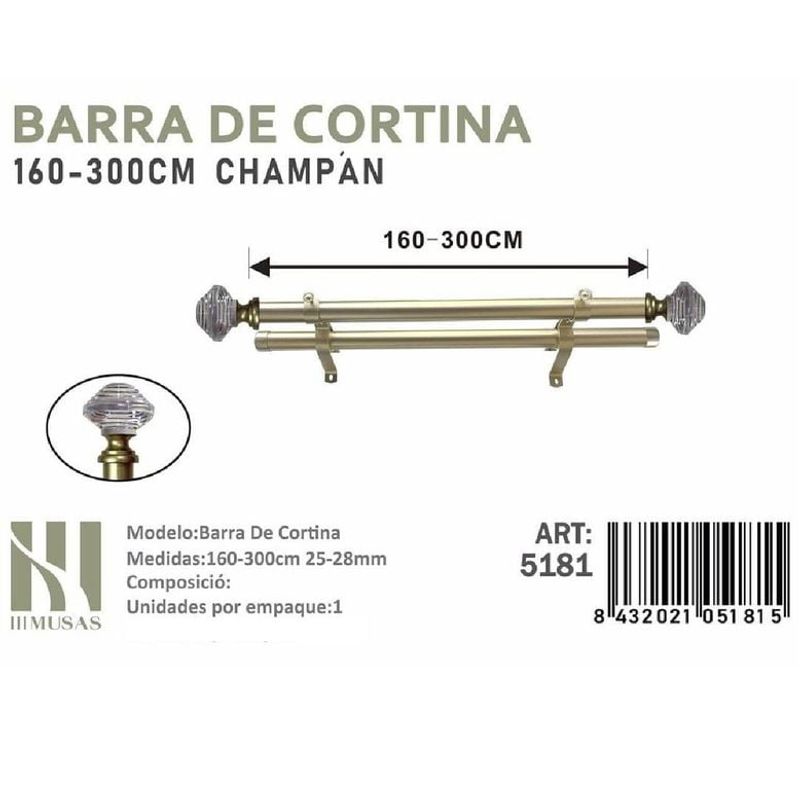 GENERICO - BARRA DOBLE  DE CORTINA CHAMPAN MEDIDAS 160-300 CM MOD 5181