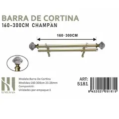 GENERICO - BARRA DOBLE DE CORTINA CHAMPAN MEDIDAS 160-300 CM MOD 5181