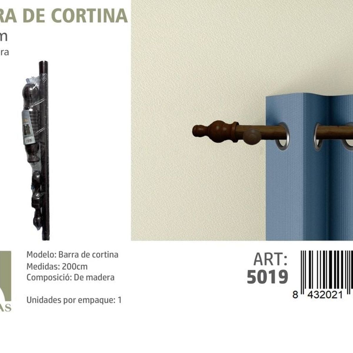 GENERICO - BARRA  DE CORTINA MADERA  MEDIDAS 150 CM MOD 5019