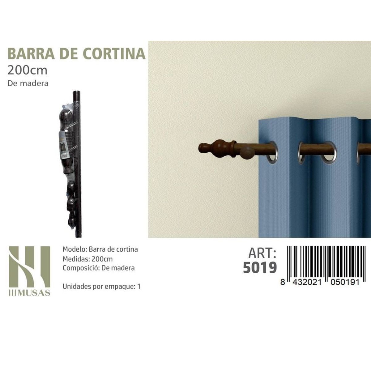 GENERICO - BARRA  DE CORTINA MADERA  MEDIDAS 150 CM MOD 5019
