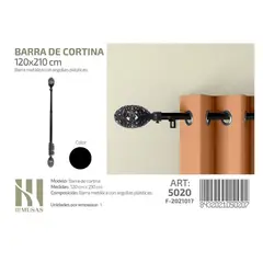 GENERICO - BARRA DE CORTINA METALICA NEGRO MEDIDAS 120-210 MOD 5020