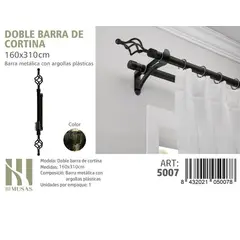GENERICO - BARRA DOBLE DE CORTINA COLOR ORO VIEJO MEDIDAS 160-310 CM MOD 5007