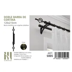 GENERICO - BARRA DOBLE DE CORTINA COLOR ORO VIEJO MEDIDAS 120-210 CM MOD 5005