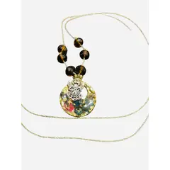 TAROT CHURRUCA OFICIAL - Conjunto collar aros y llavero flores secas y resina dorado