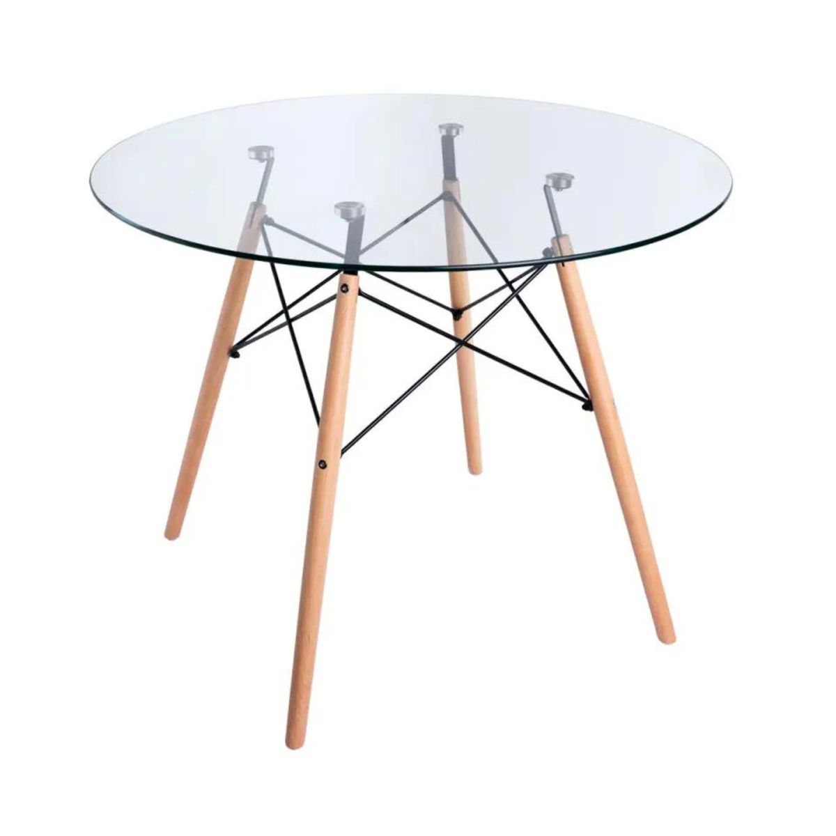 GENERICO - Mesa de Comedor Eames Vidrio 100 Cm - Para 4 a 5 personas Bodegatfc