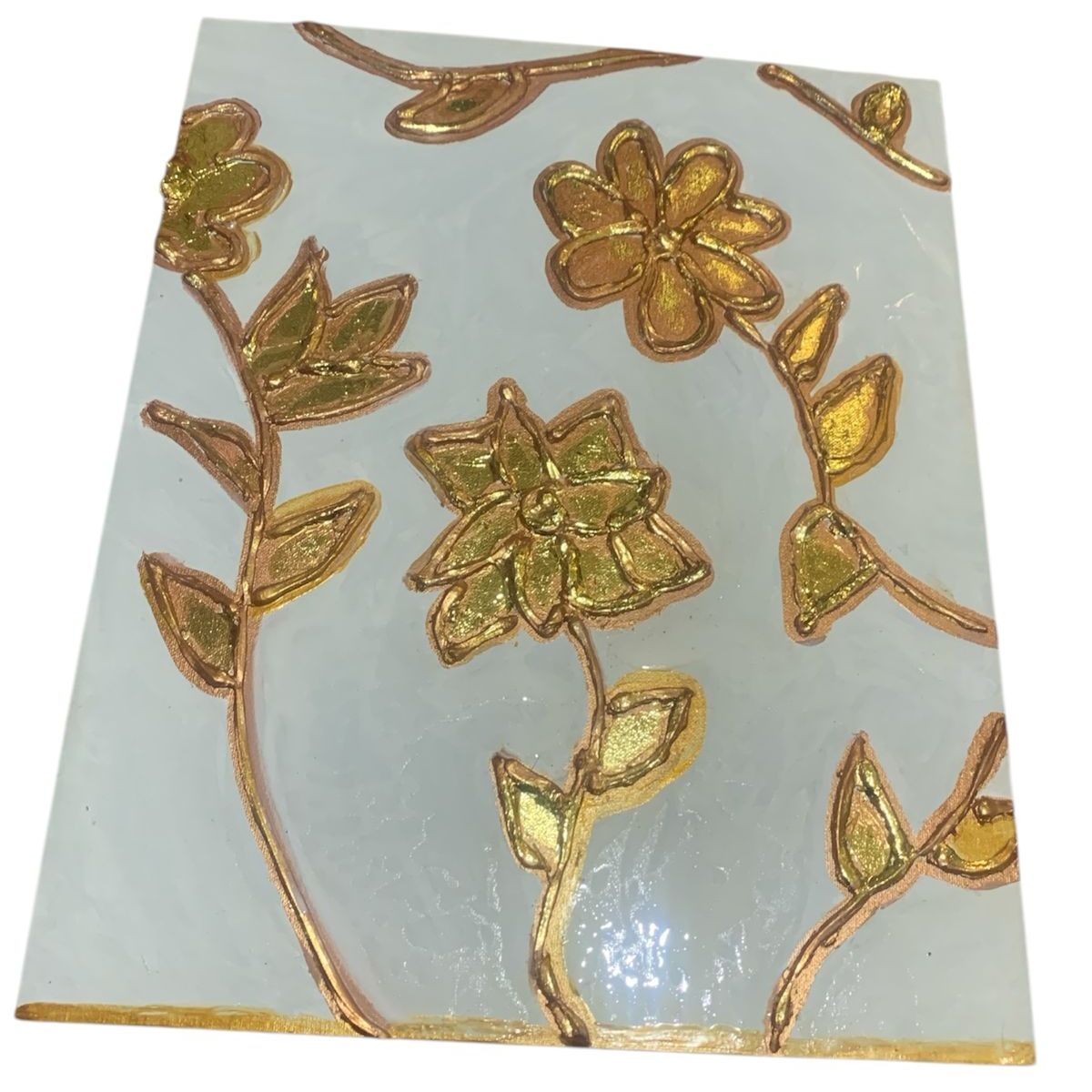 TAROT CHURRUCA OFICIAL - Cuadro decorativo flores dorada en relieve 40 x 30