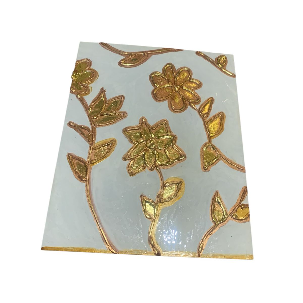 TAROT CHURRUCA OFICIAL - Cuadro decorativo flores dorada en relieve 40 x 30