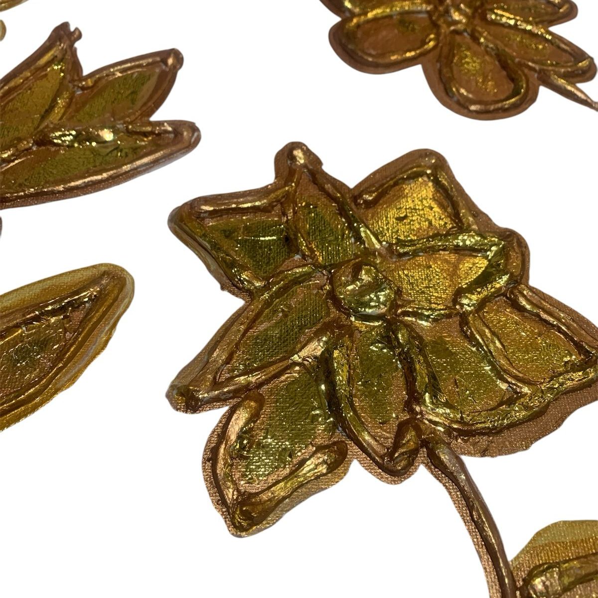 TAROT CHURRUCA OFICIAL - Cuadro decorativo flores dorada en relieve 40 x 30