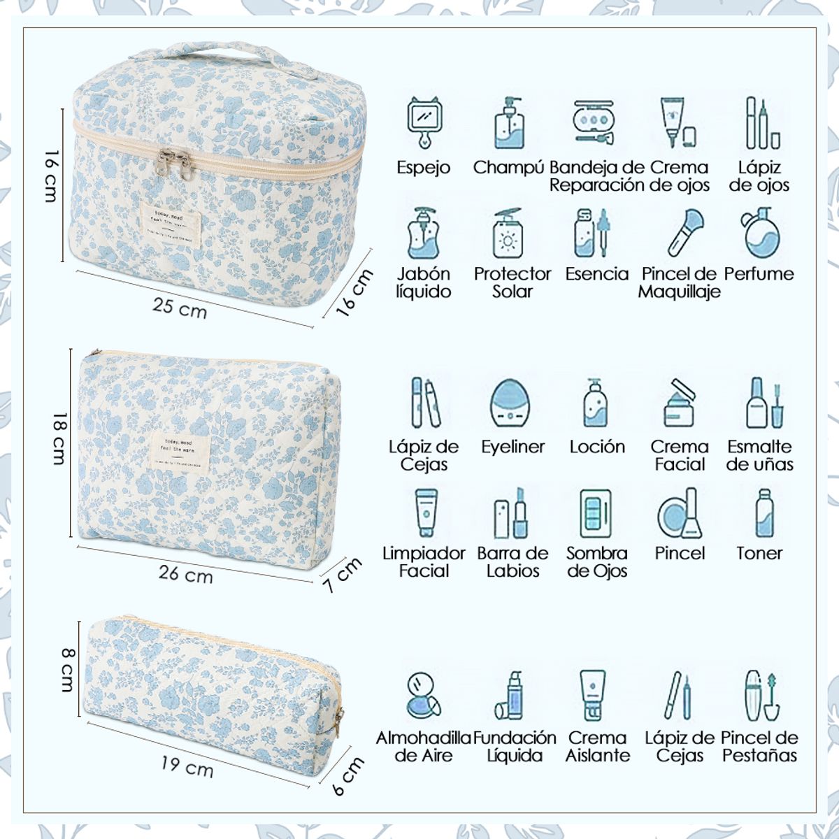 SLOWTON - Bolsa De Cosméticos De Viaje Gran Capacidad Impermeable