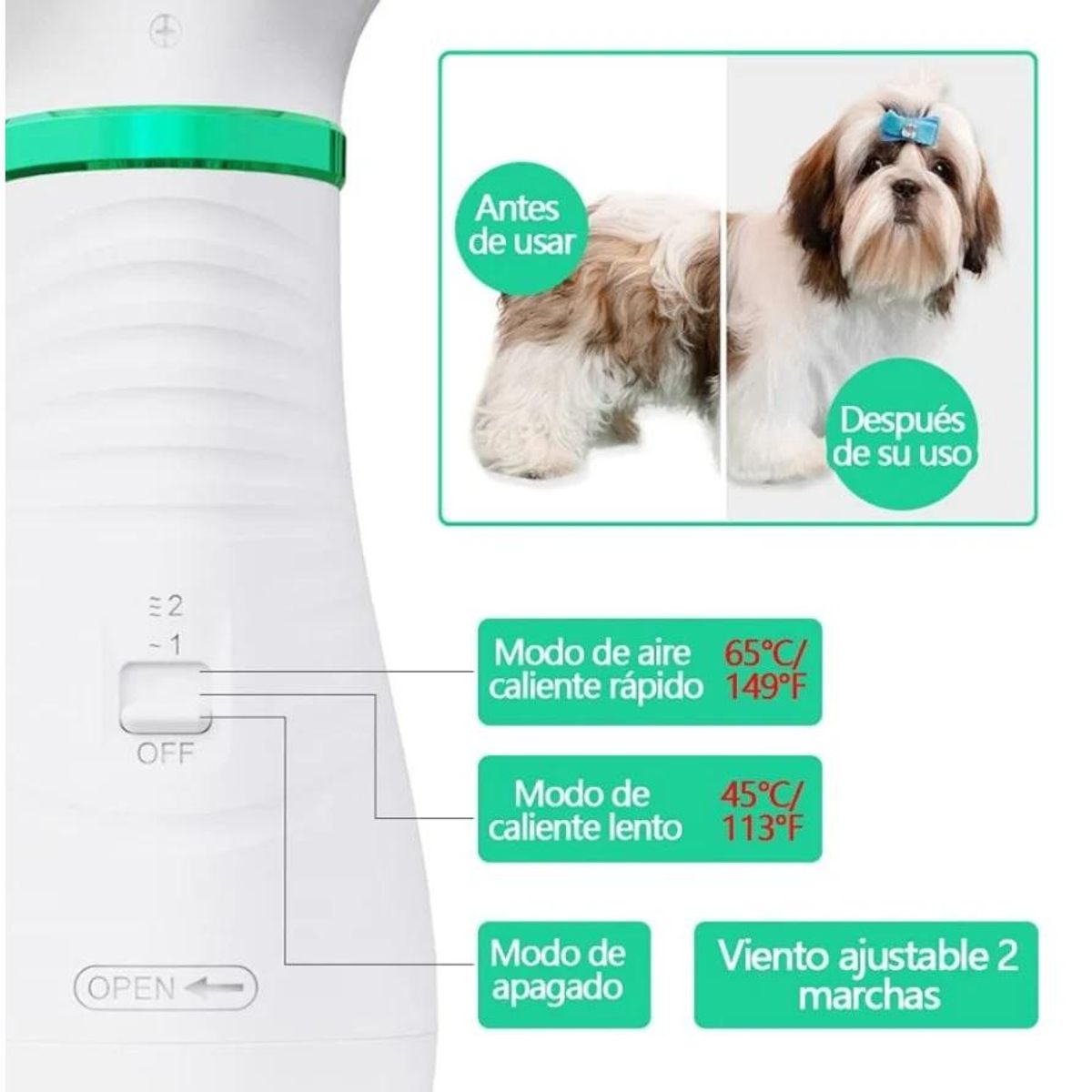 MOVI - Cepillo Y Secador De Mascotas 2 En 1