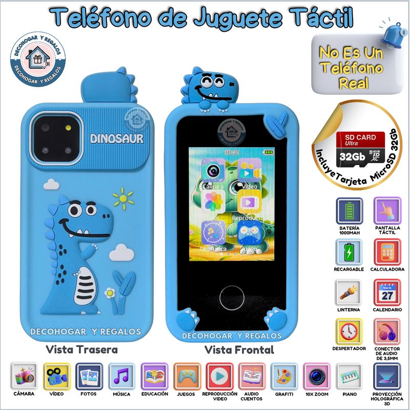 GENERICO - Teléfono de Juguete Táctil Educativo Para Niños Con Cámara