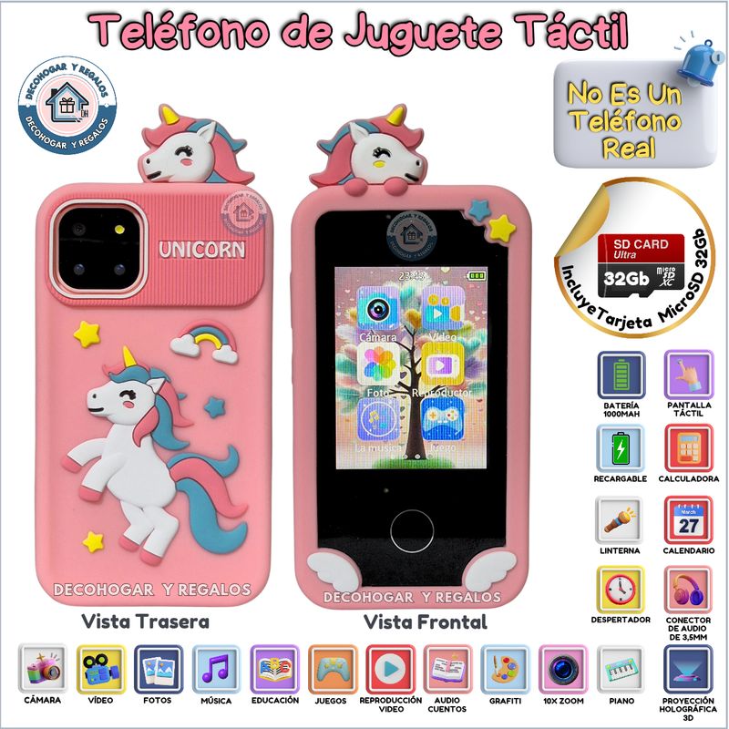 GENERICO - Teléfono de Juguete Táctil Educativo Para Niños Con Cámara