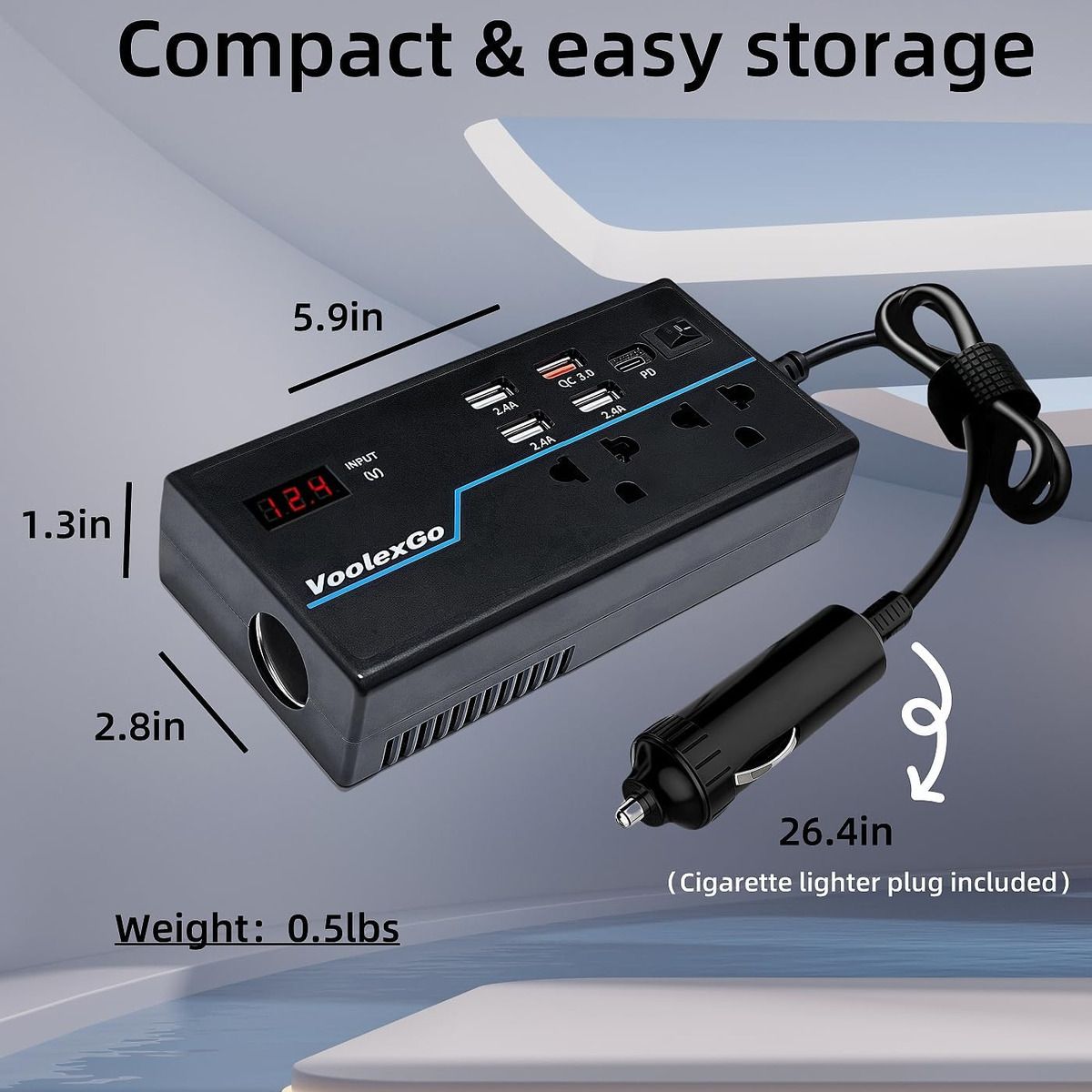 EVERSO - Convertidor Corriente 12v 220v Inversor De Voltaje Auto 200w