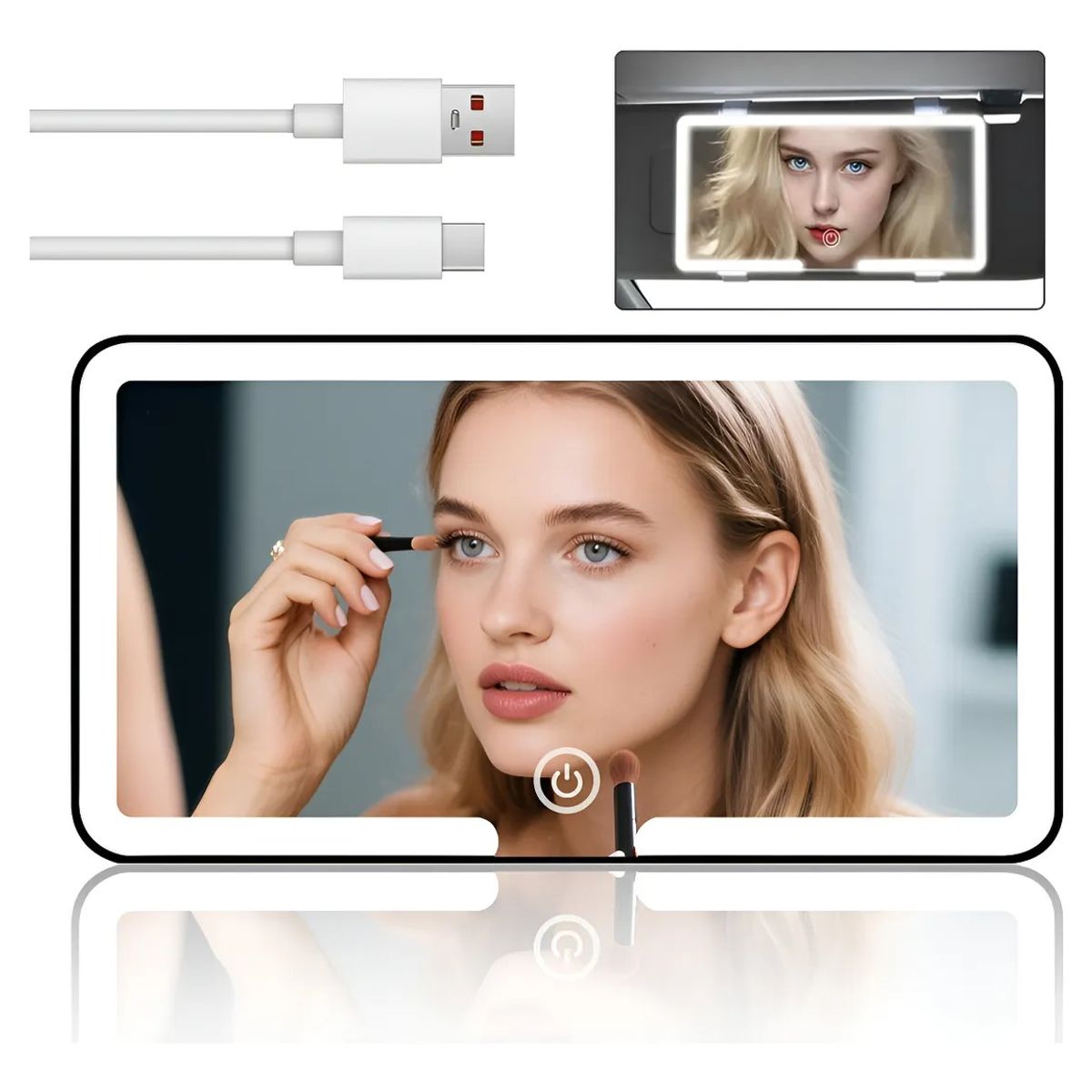 EVERSO - Espejo De Maquillaje De Visera De Auto Con 3 Modos Luz Led