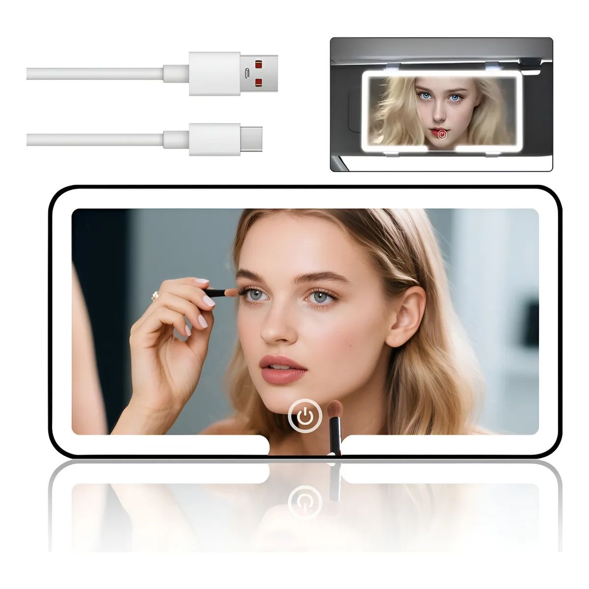 EVERSO - Espejo De Maquillaje De Visera De Auto Con 3 Modos Luz Led