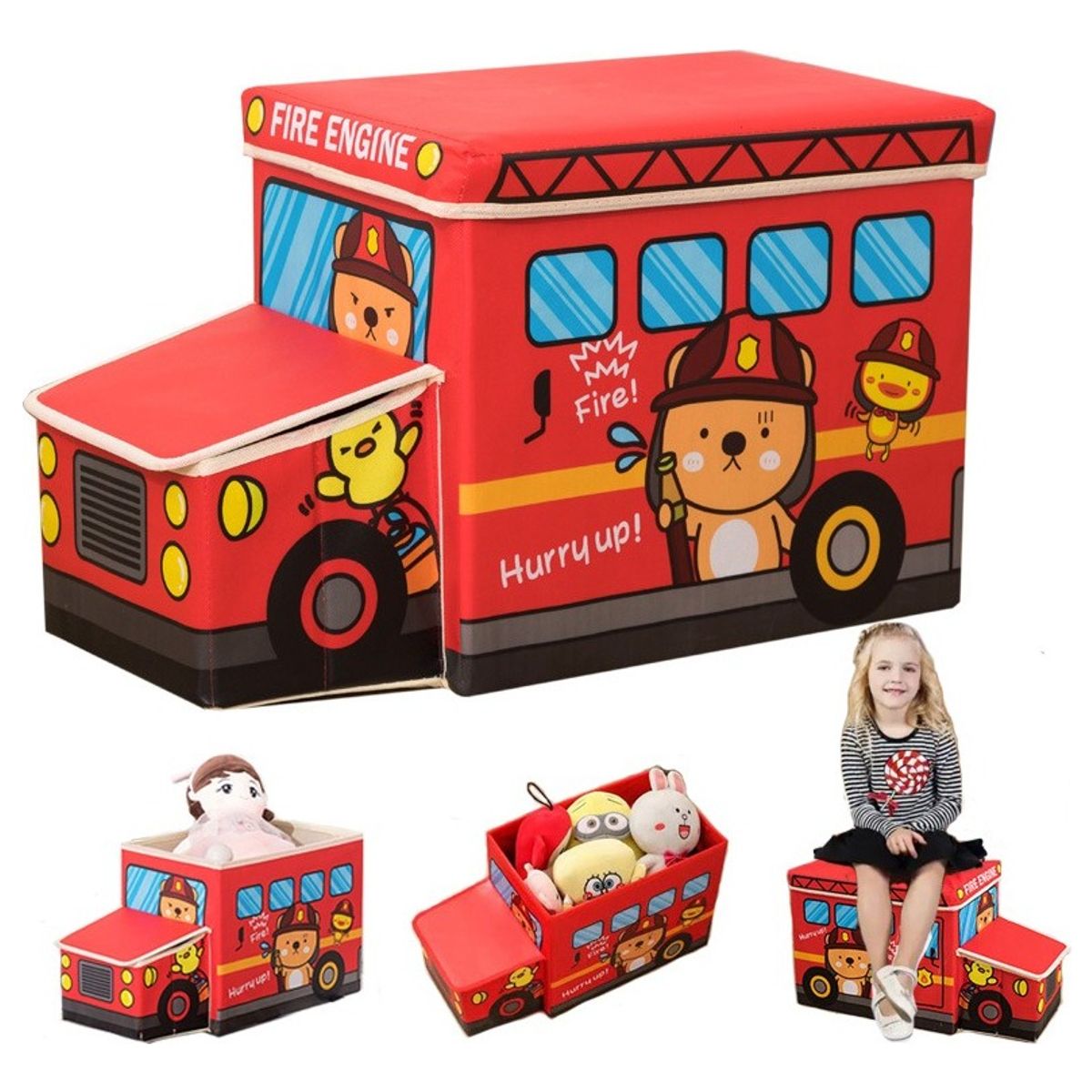 EVERSO - Puff Silla Caja Organizador Plegable Para Juguete 58x26x32cm