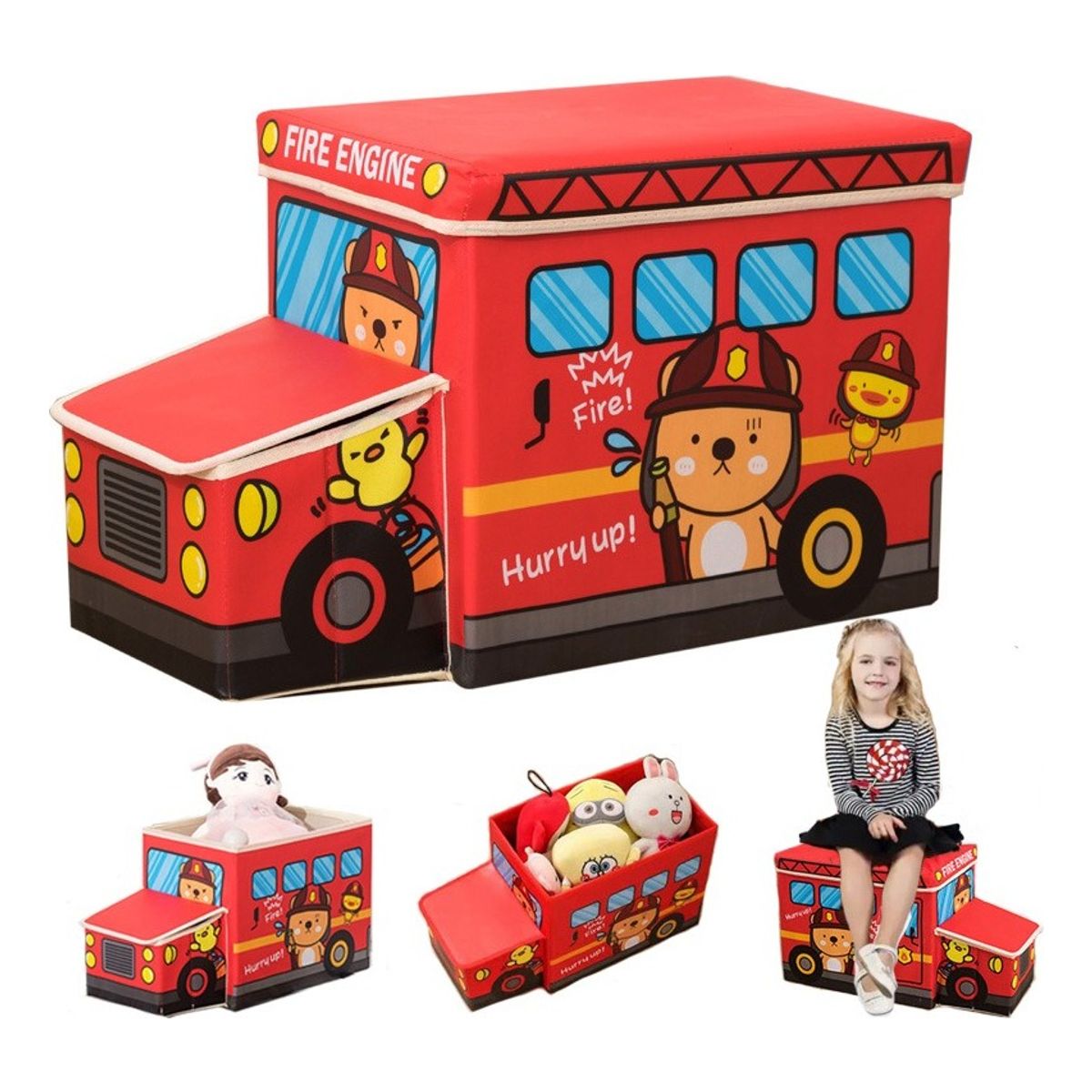 EVERSO - Puff Silla Caja Organizador Plegable Para Juguete 58x26x32cm