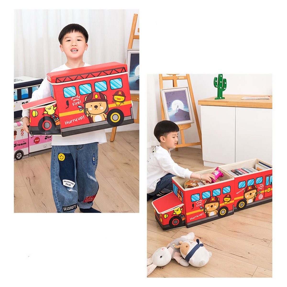 EVERSO - Puff Silla Caja Organizador Plegable Para Juguete 58x26x32cm