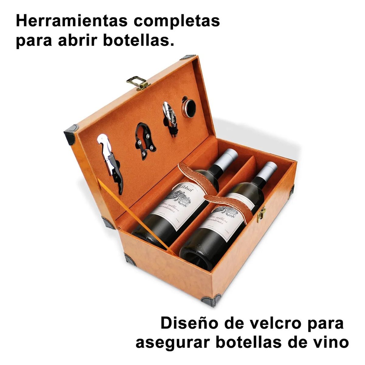 KUANGYE - Caja Para Vinos Maleta De Cuero Regalo Con Accesorios