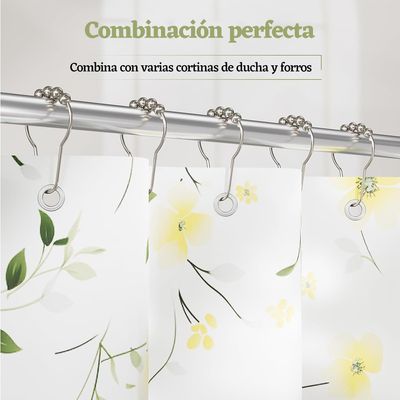 Imagen 2 del producto 12 Ganchos De Cortina De Ducha De Acero Inoxidable Para Baño