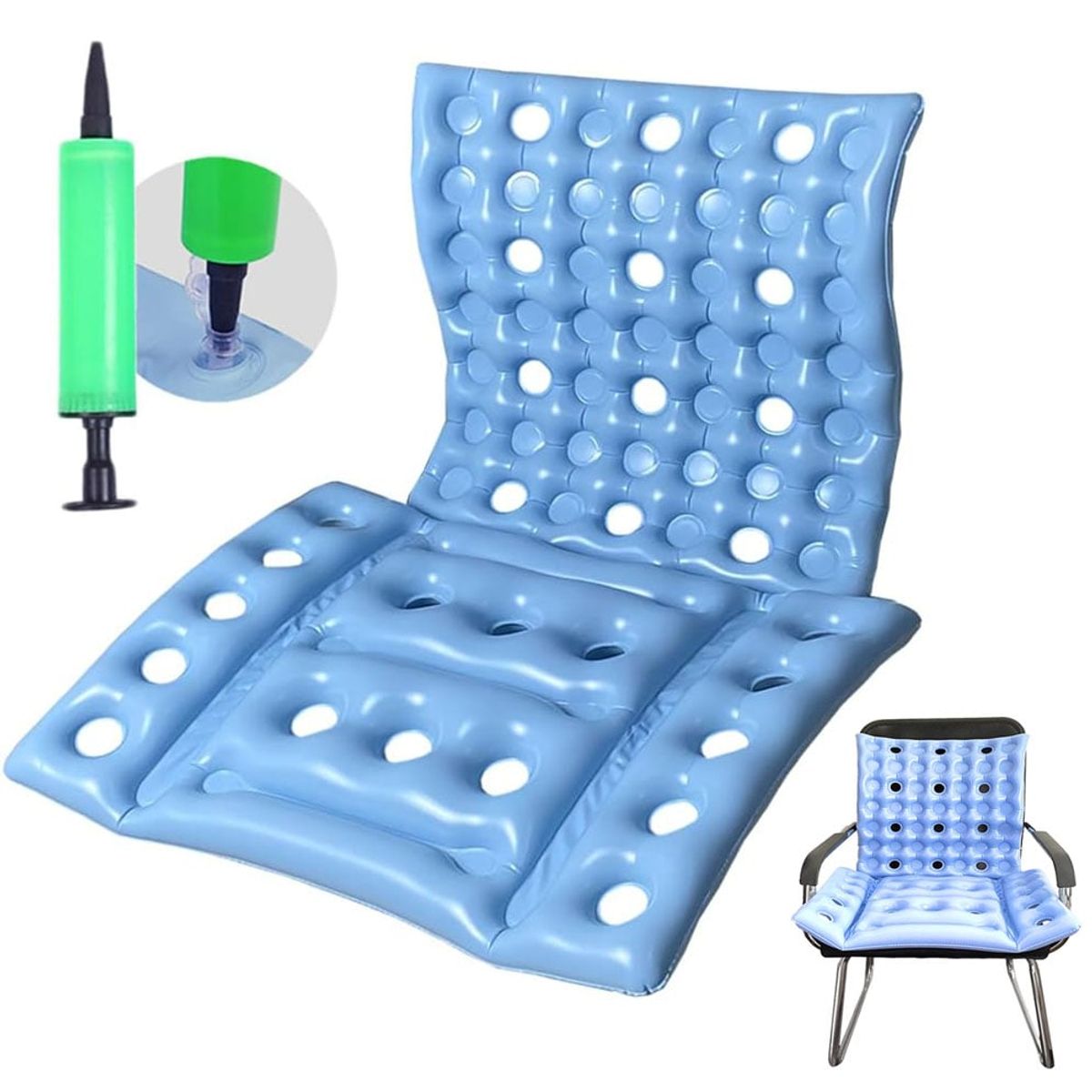 KUANGYE - Cojín Antiescaras Ortopédico Inflable Celda De Aire + Bombín