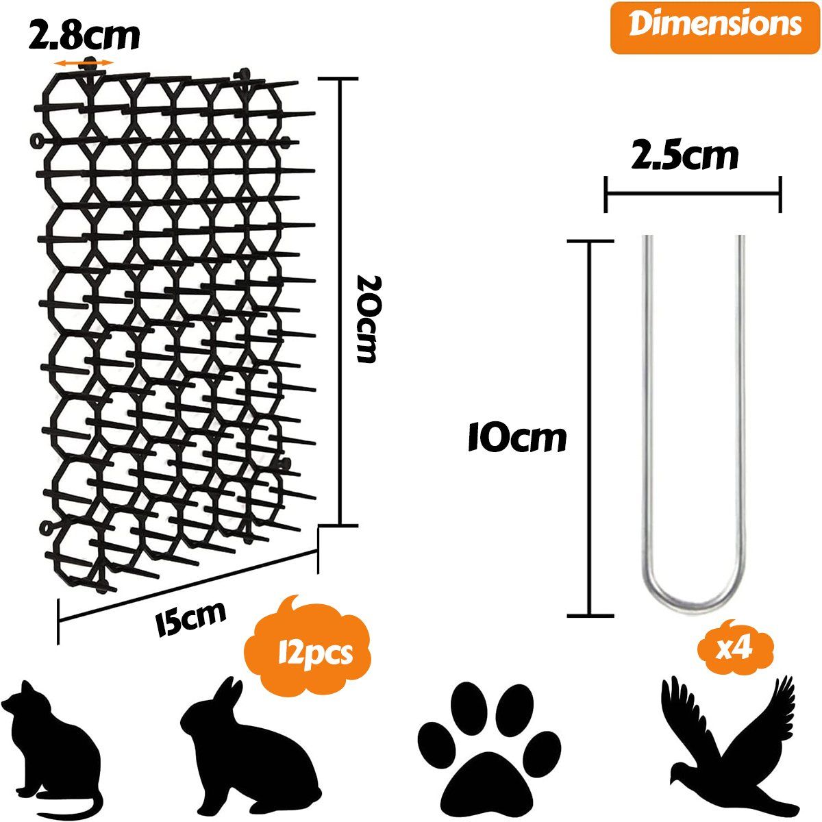 GENERICO - 12pcs Alfombrillas Para Gatos Con Púas Repelente De Espinas