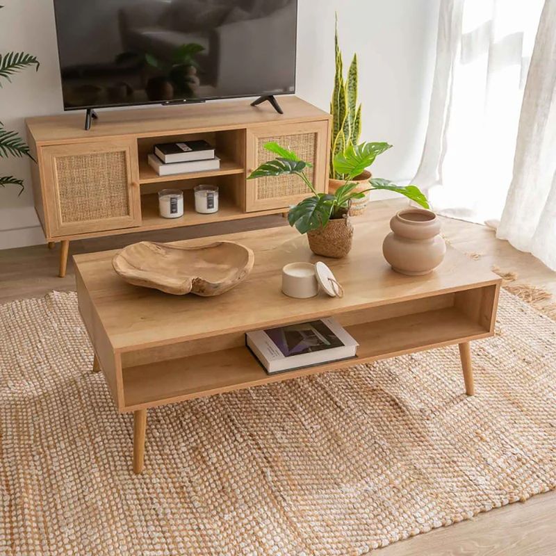 RELAN - Mesa de Centro con Cajón Top Living Manila Rattan Lateral