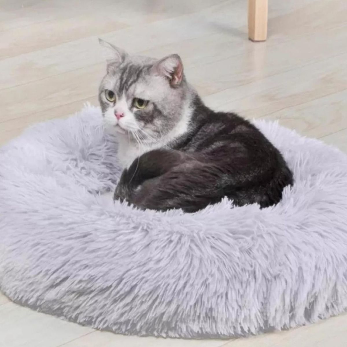 GENERICO - Cama De Felpa 70cm Para Mascotas Para Invierno Gris Claro
