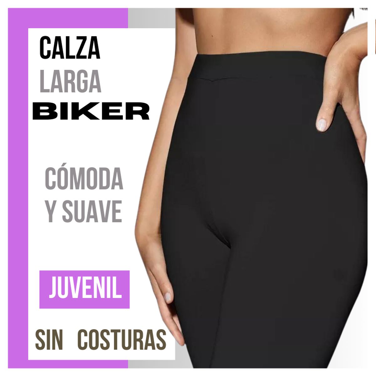 GARSIL - Calza Mujer Negra Biker Deportiva Larga Lycra Leggins
