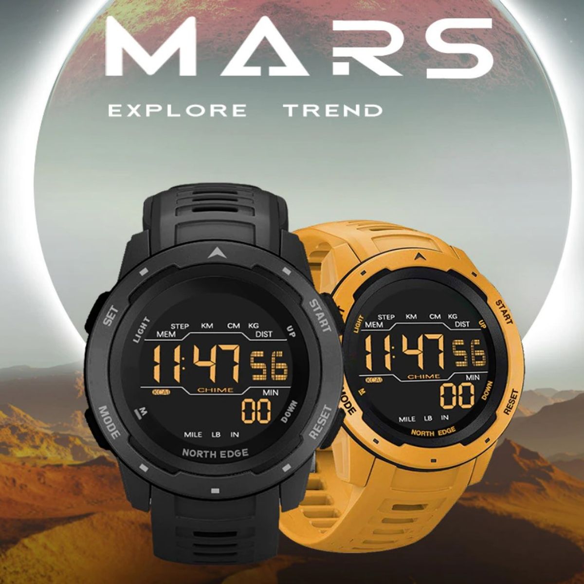 NORTH EDGE - Reloj Hombre NORTH EDGE MARS 2 Sport Outdoor Digital
