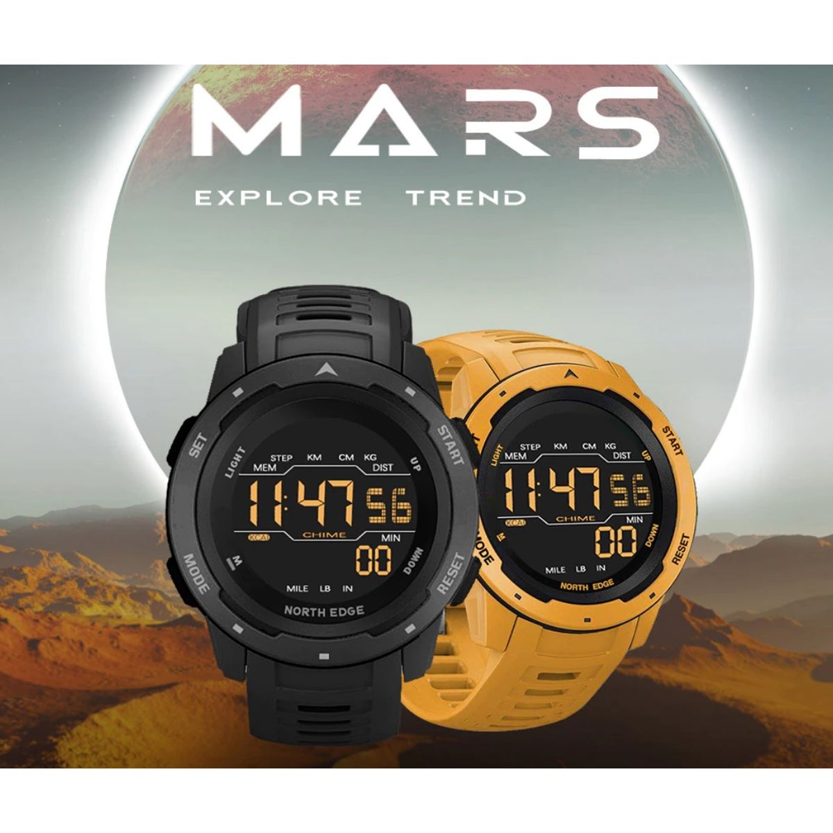 NORTH EDGE - Reloj Hombre NORTH EDGE MARS 2 Sport Outdoor Digital