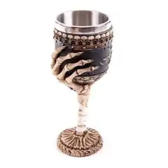 GENERICO - Copa Cáliz Calavera Medieval Halloween Craneo Mano Esqueleto - Negro