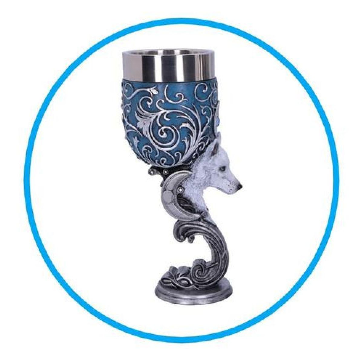 GENERICO - Copa 3d Lobo De Nieve Místico Gótico Barroco Resina Acero - Azul