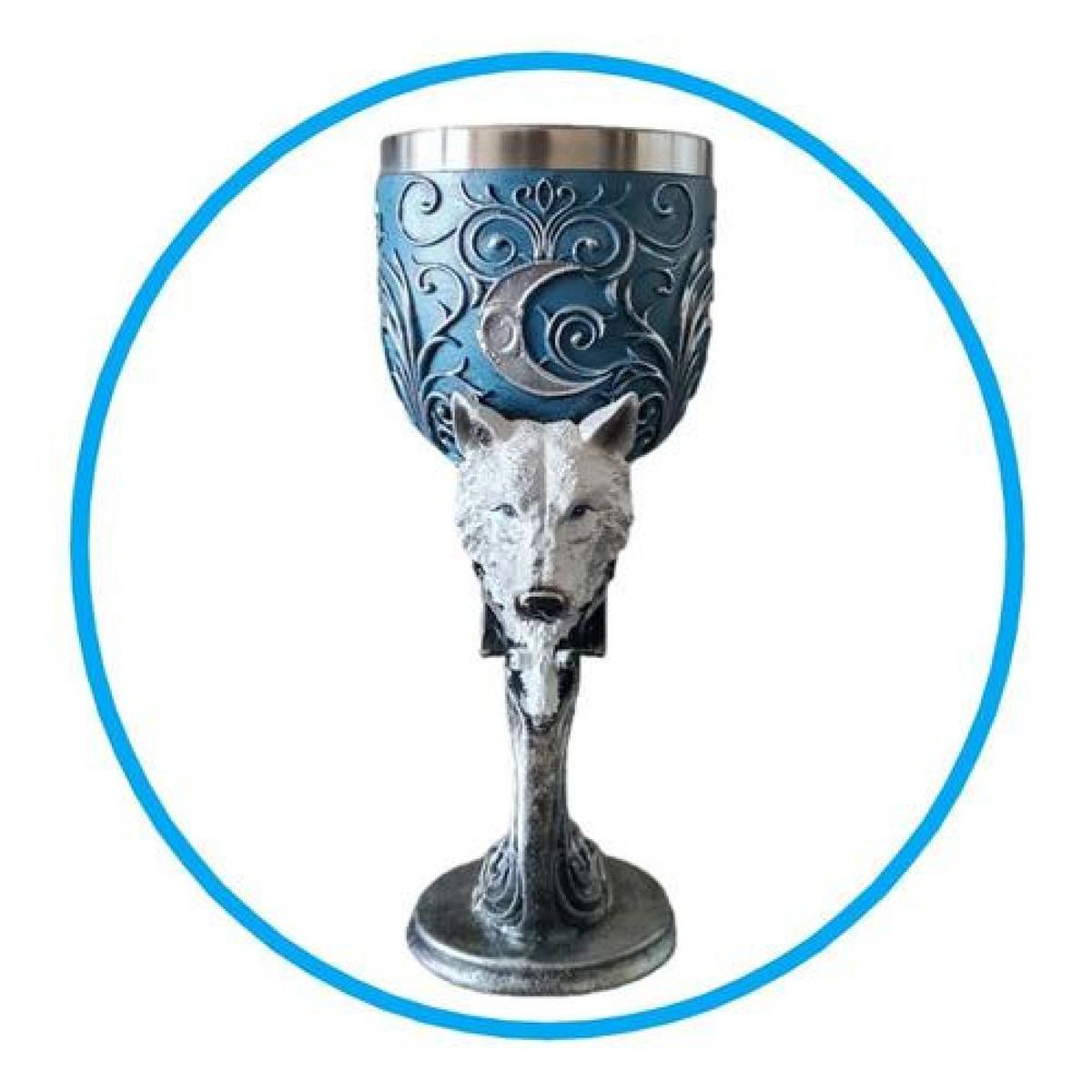GENERICO - Copa 3d Lobo De Nieve Místico Gótico Barroco Resina Acero - Azul