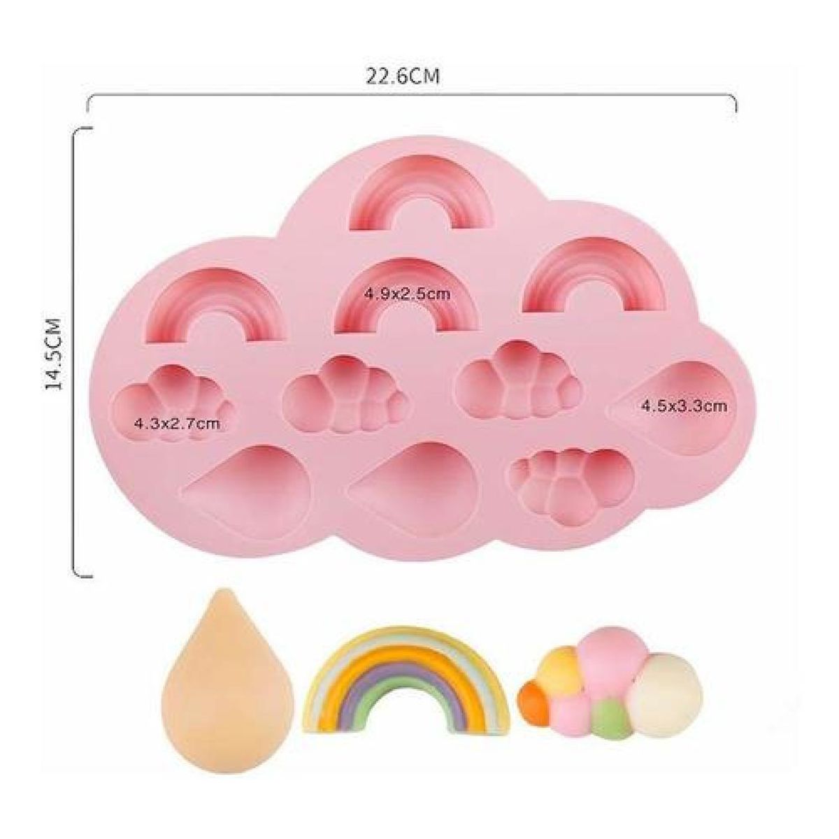 GENERICO - Molde De Silicona Arcoiris Nube Gota  Kawaii - Verde.