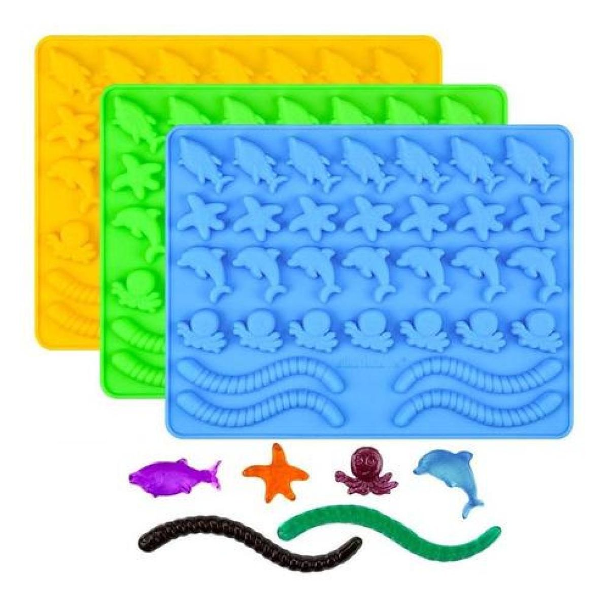 GENERICO - Molde De Silicona Bajo Del Mar + Gusano Mundo Marino - Verde.