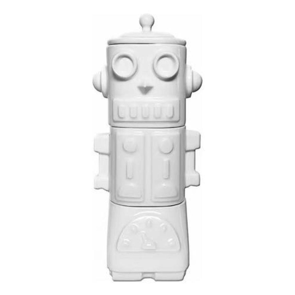 GENERICO - Set 3 Piezas 2 Tazones Y 1 Azucarero Robot Cerámica