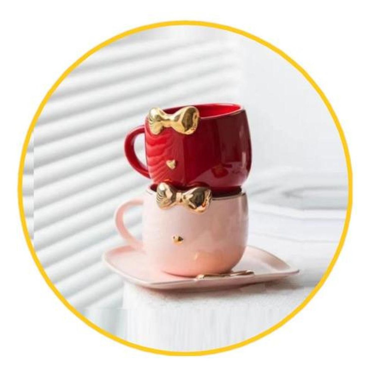 GENERICO - Set De Taza + Plato + Cuchara Gatita Diva Kawaii So Cute - Negro