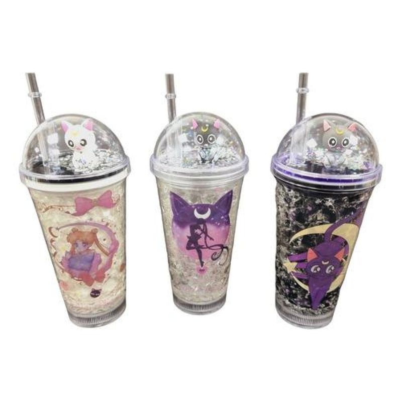 GENERICO - Vaso Cluz Sailor Moon Luna Artemis Kawaii  Glitter - Azul