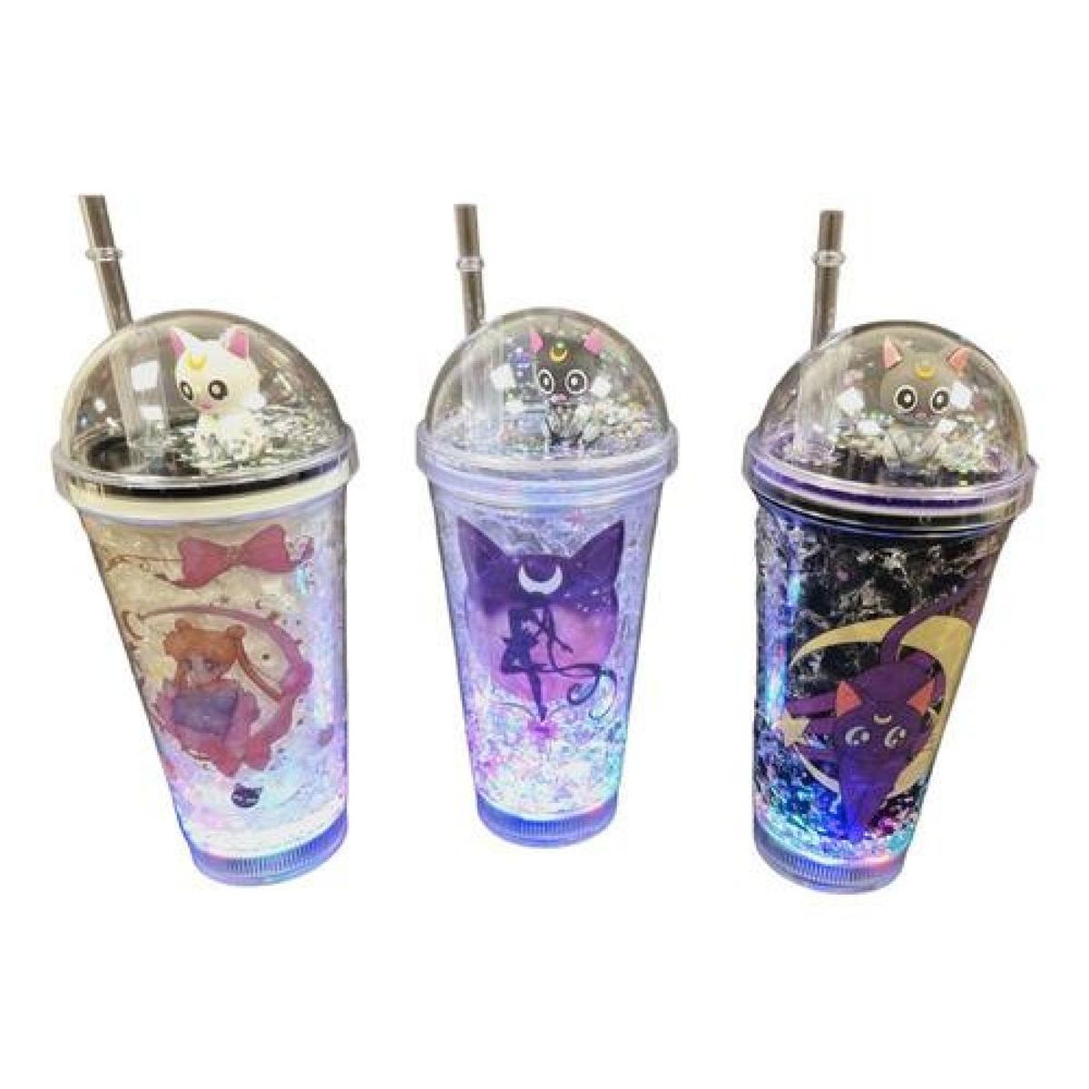 GENERICO - Vaso Cluz Sailor Moon Luna Artemis Kawaii  Glitter - Azul