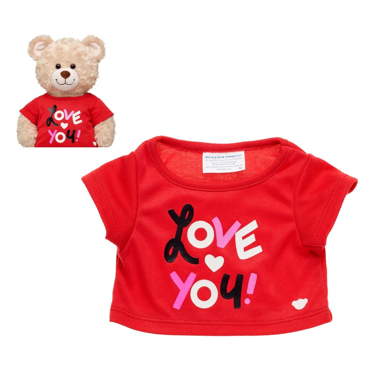 BUILD A BEAR - Polera Build a Bear negra Love You para amigos peludos
