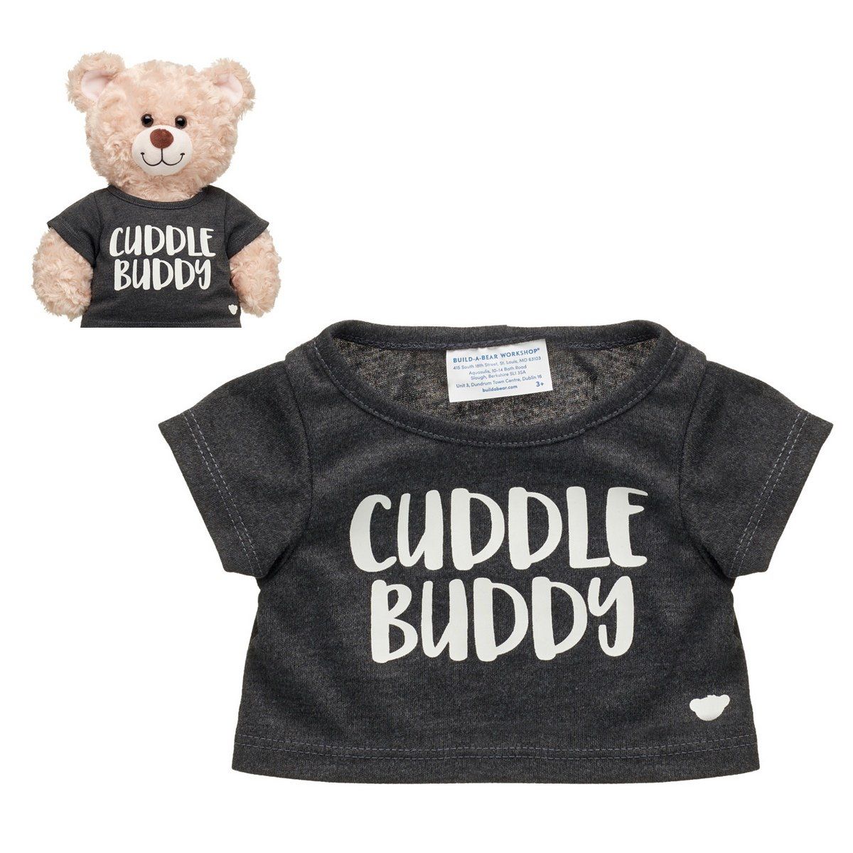 BUILD A BEAR - Polera Build a Bear gris Cuddle Buddy para peluche