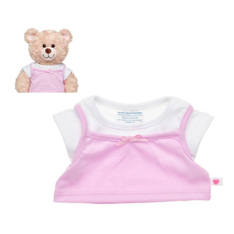 BUILD A BEAR - POLERA BLANCA CON ROSA BUILD-A-BEAR