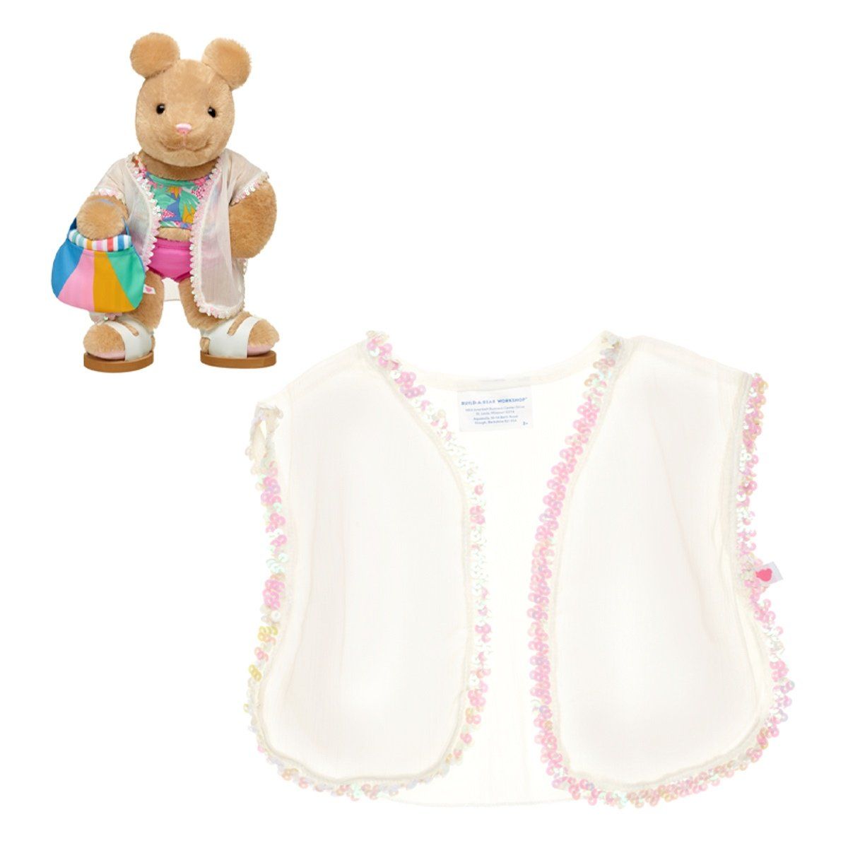 BUILD A BEAR - Salida de baño Build A Bear blanca clásica para peluche