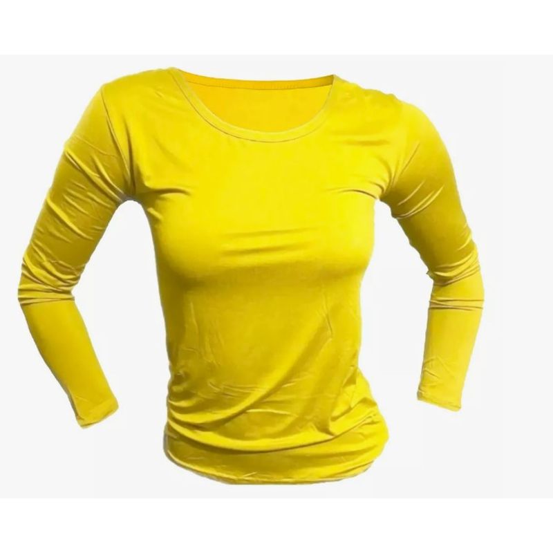 OEM - Polera Mujer Cuello Redondo Camiseta Primera Capa Amarillo ML