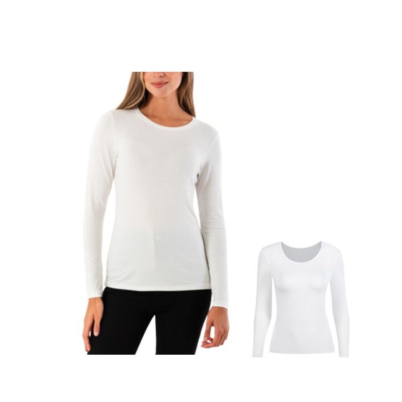 OEM - Polera Mujer Cuello Redondo Camiseta Primera Capa Blanco ML