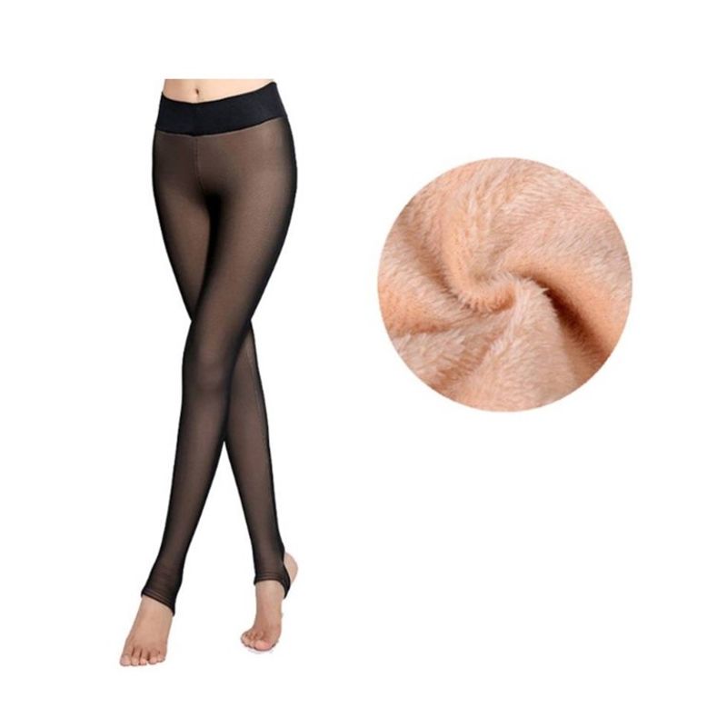 OEM - CALZA CHIPORRO EFECTO PIEL PARA MUJER INVIERNO - NEGRO