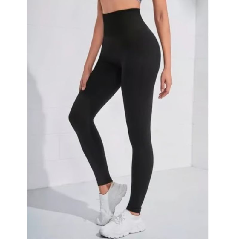 OEM - CALZA SIN COSTURA TIRO ALTO CON POLAR - NEGRO - Negro  Talla única
