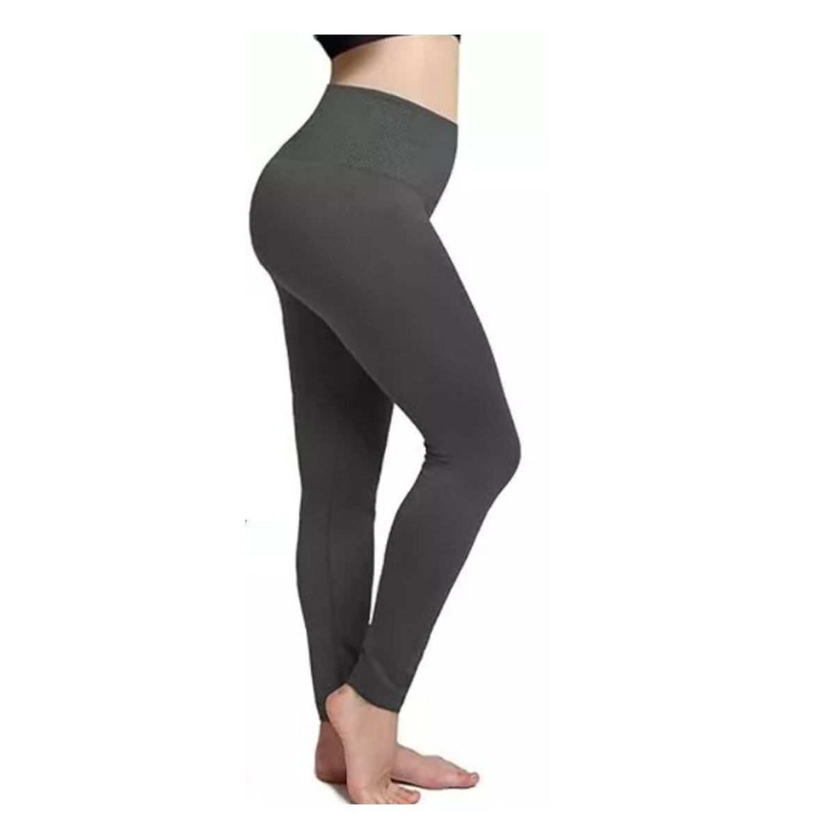 OEM - CALZA SIN COSTURA TIRO ALTO CON POLAR - GRIS - Gris  Talla única